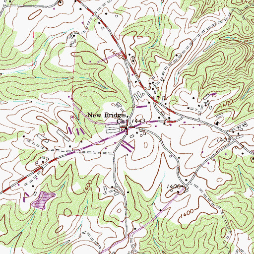 Topographic Map of New Bridge Church, GA