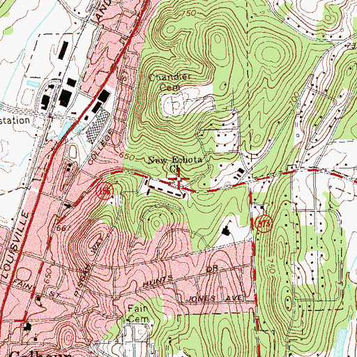 Topographic Map of New Echota Church, GA