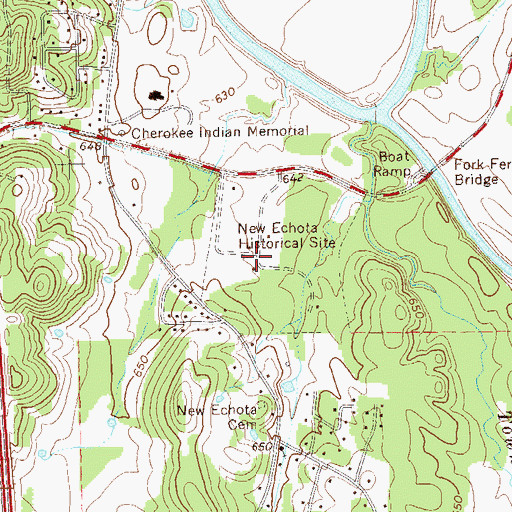 Topographic Map of New Echota Historical Site, GA