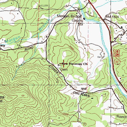 Topographic Map of New Harmony Church, GA
