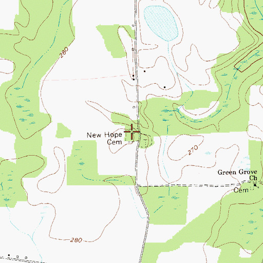 Topographic Map of New Hope Cemetery, GA