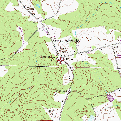 Topographic Map of New Hope Church, GA