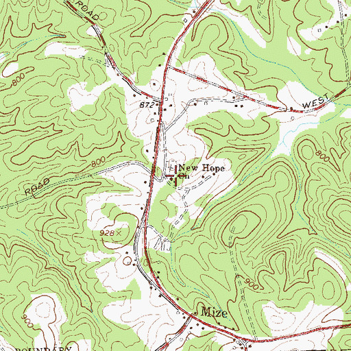 Topographic Map of New Hope Church, GA