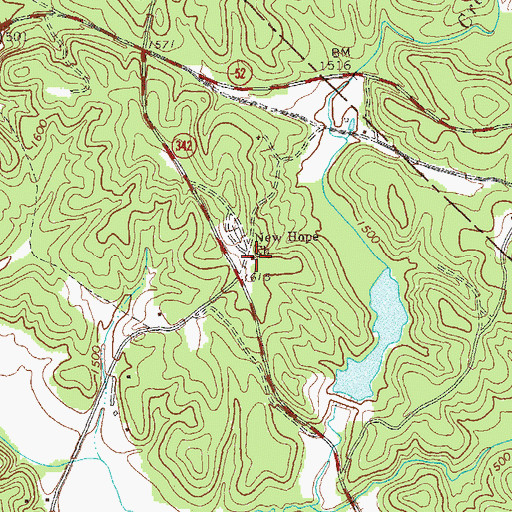 Topographic Map of New Hope Church, GA