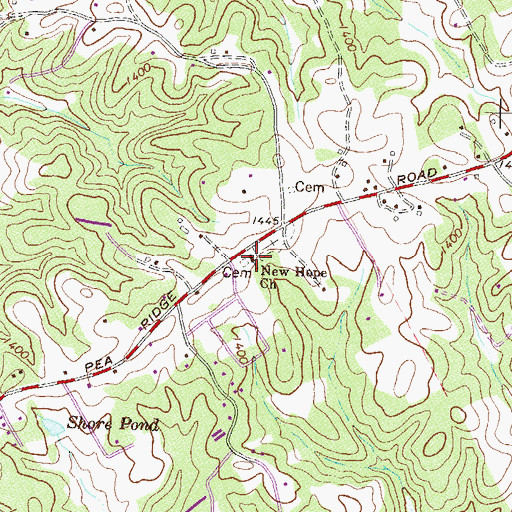 Topographic Map of New Hope Church, GA