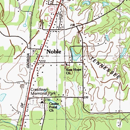 Topographic Map of New Hope Church, GA