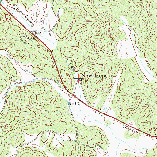 Topographic Map of New Hope Church, GA