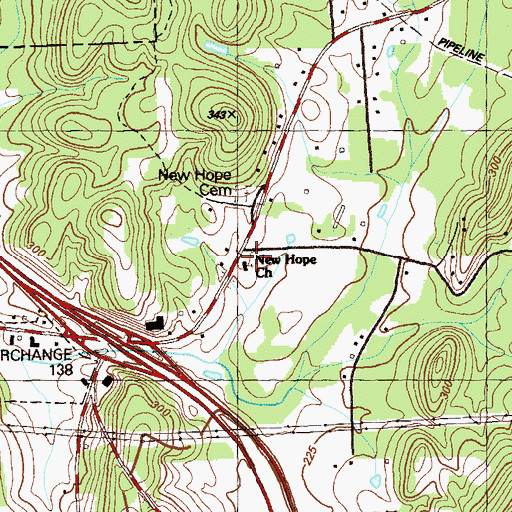 Topographic Map of New Hope Church, GA