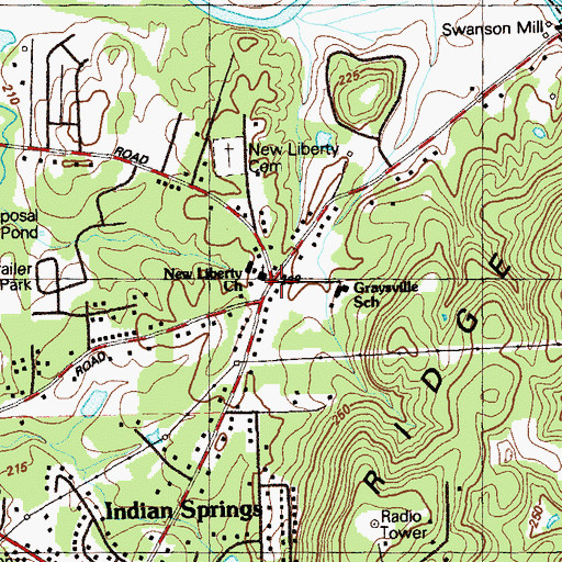 Topographic Map of New Liberty Church, GA
