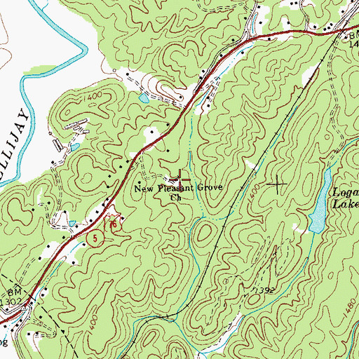 Topographic Map of New Pleasant Grove Church, GA