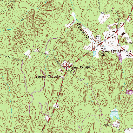 Topographic Map of New Prospect Church, GA