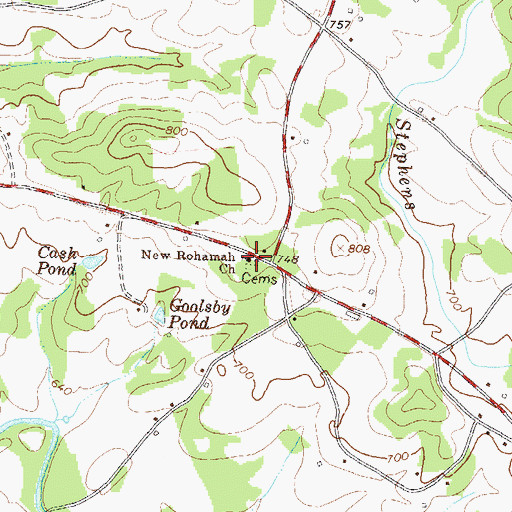 Topographic Map of New Rohamah Church, GA