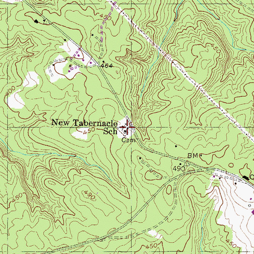 Topographic Map of New Tabernacle School, GA