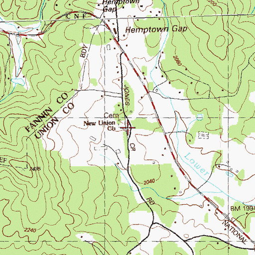 Topographic Map of New Union Church, GA