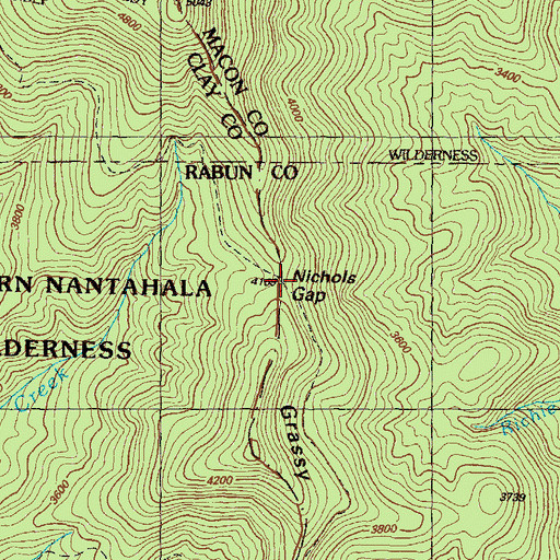 Topographic Map of Nichols Gap, GA