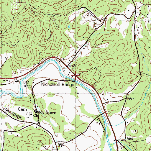 Topographic Map of Nicholson Bridge, GA