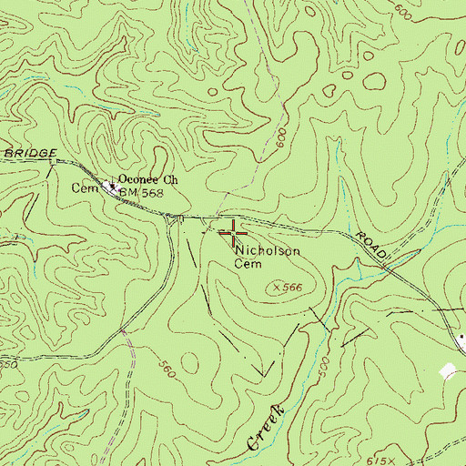 Topographic Map of Nicholson Cemetery, GA