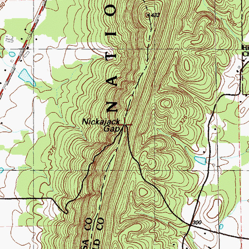 Topographic Map of Nickajack Gap, GA