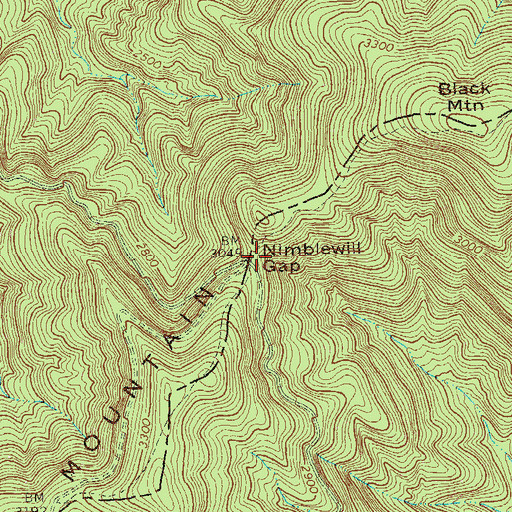 Topographic Map of Nimblewill Gap, GA