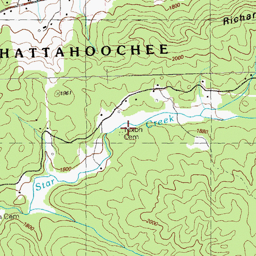 Topographic Map of Nixon Cemetery, GA