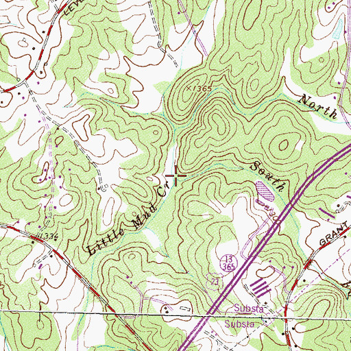 Topographic Map of North Fork Little Mud Creek, GA