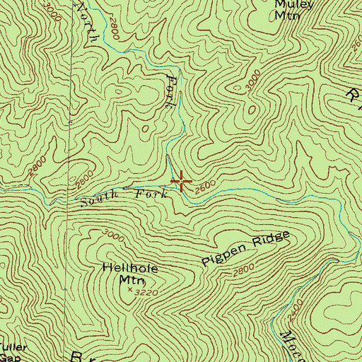 Topographic Map of North Fork Moccasin Creek, GA