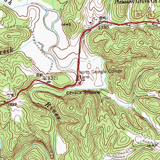 Topographic Map of North Georgia College Farm, GA