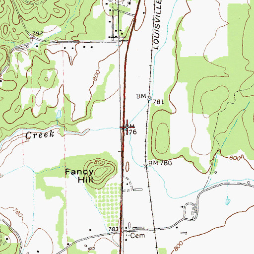 Topographic Map of North Prong Sumac Creek, GA