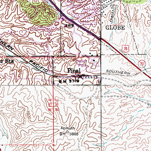 Topographic Map of Pinal, AZ