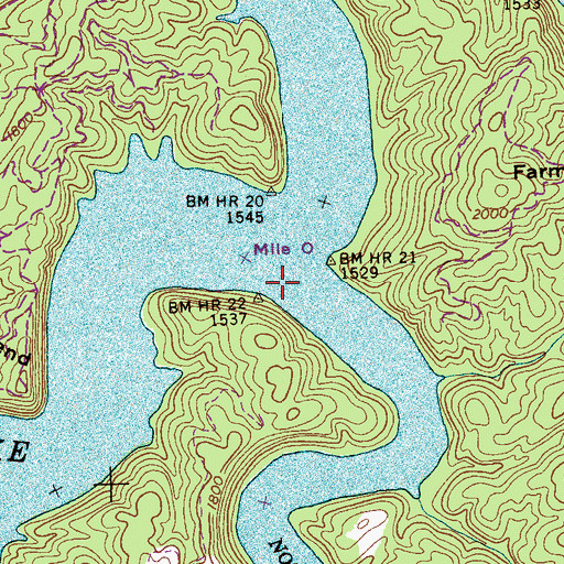Topographic Map of Nottely River, NC