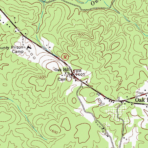 Topographic Map of Oak Hill Church, GA