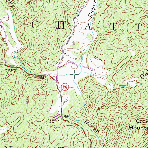 Topographic Map of Oakey Creek, GA
