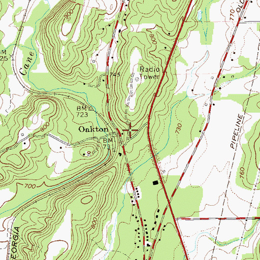 Topographic Map of Oakton, GA