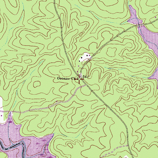 Topographic Map of Oconee Church, GA