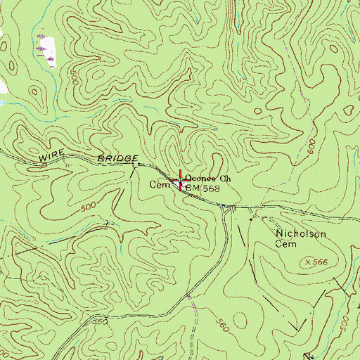 Topographic Map of Oconee Church, GA