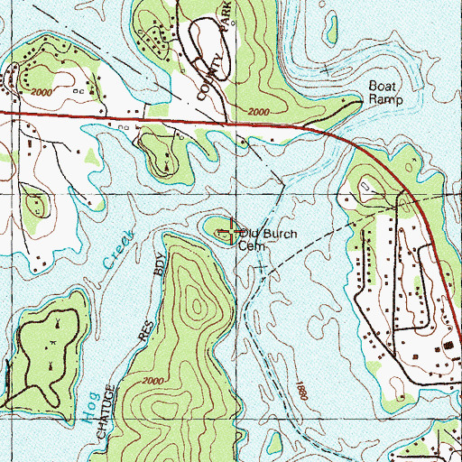Topographic Map of Old Burch Cemetery, GA