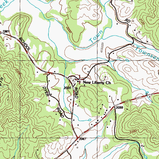 Topographic Map of New Liberty Church, GA