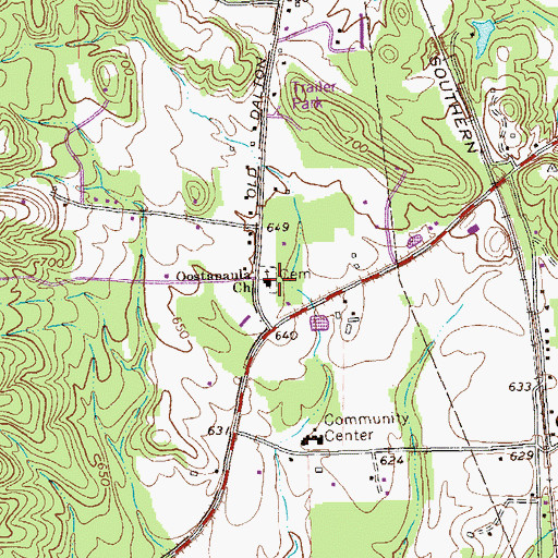 Topographic Map of Oostanaula Church, GA