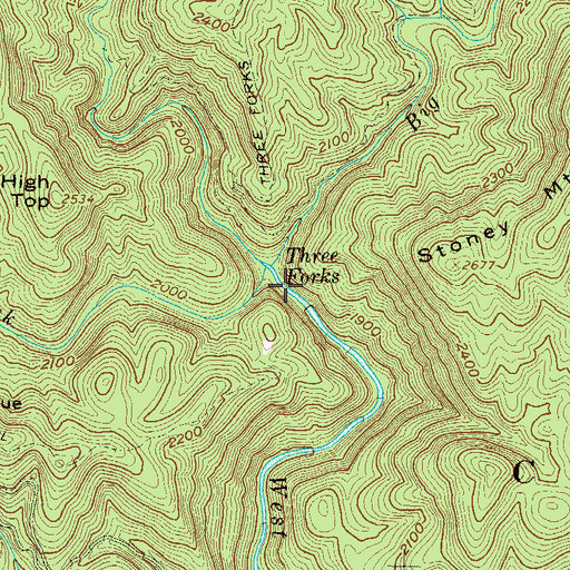 Topographic Map of Overflow Creek, GA