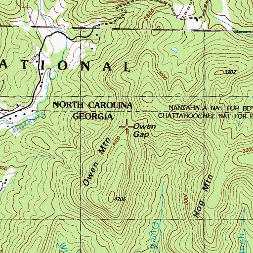 Topographic Map of Owen Gap, GA