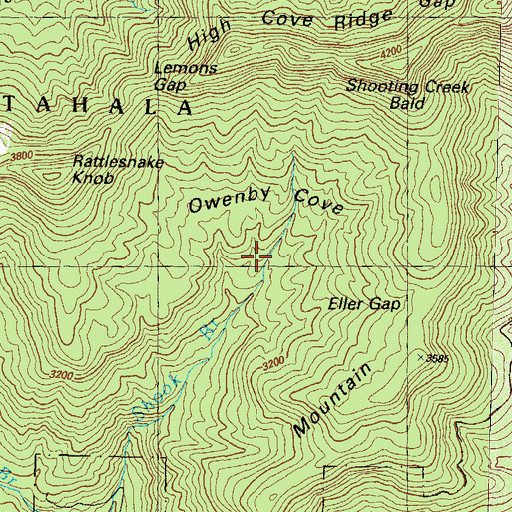 Topographic Map of Owenby Cove, GA