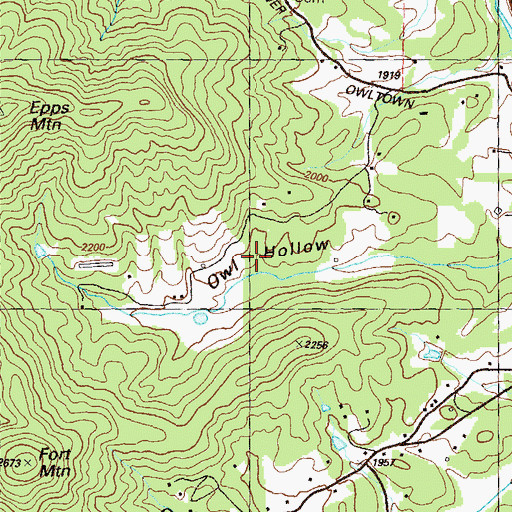 Topographic Map of Owl Hollow, GA