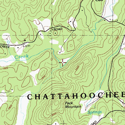 Topographic Map of Pack Creek, GA