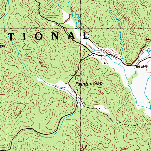 Topographic Map of Painter Gap, GA