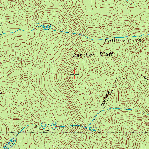 Topographic Map of Panther Bluff, GA