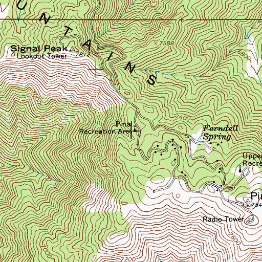 Topographic Map of Pinal Campground, AZ