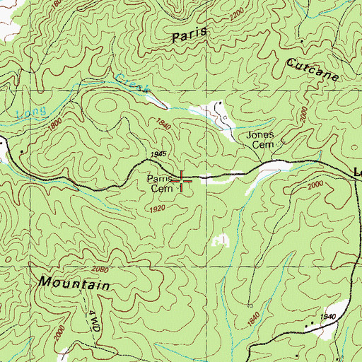 Topographic Map of Paris Cemetery, GA