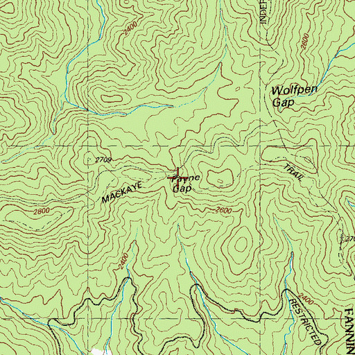 Topographic Map of Payne Gap, GA