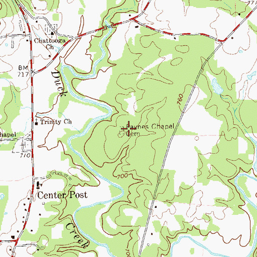 Topographic Map of Paynes Chapel Cemetery, GA