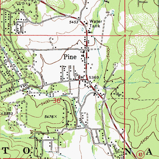 Topographic Map of Pine, AZ